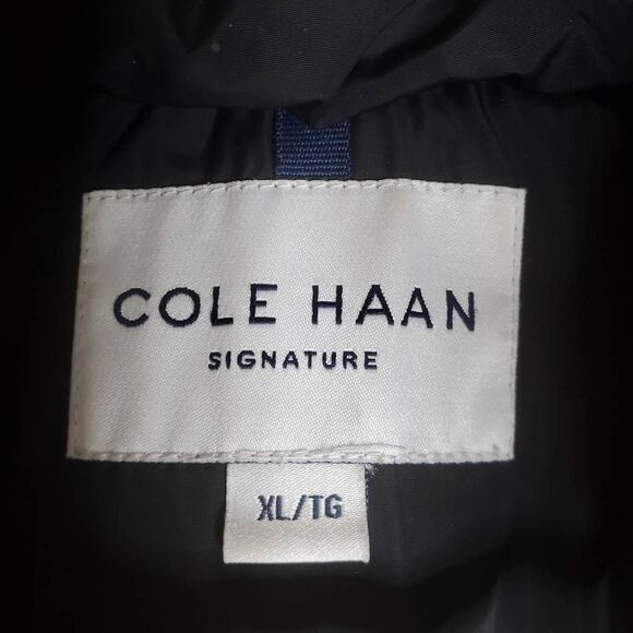 Cole Haan Signature Quilted Hooded Down Mid-Length Taffeta Puffer Coat Black XL - Picture 9 of 16